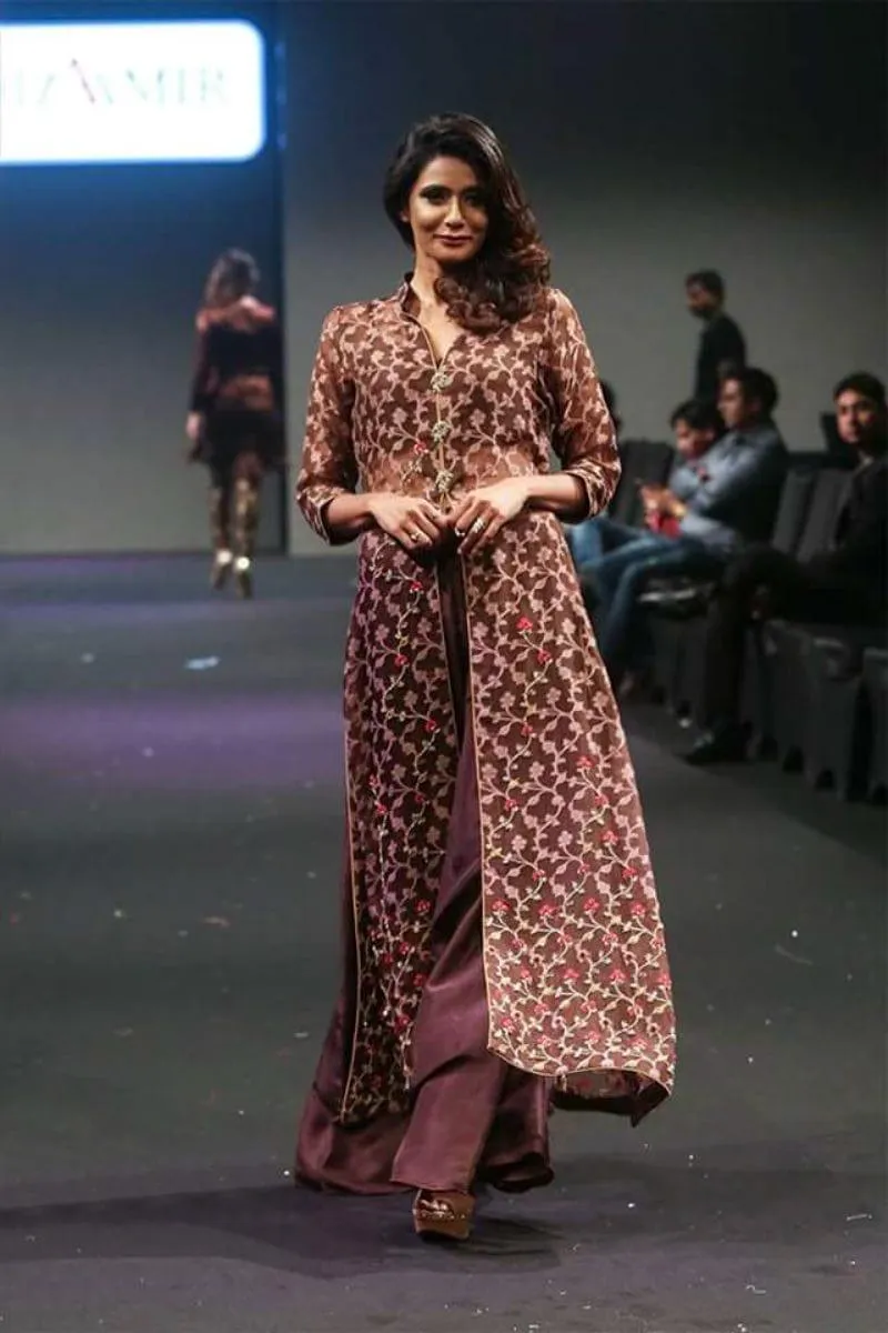 Sadia Aamir - Agate berry - Brown - Organza & Silk - 2 Piece