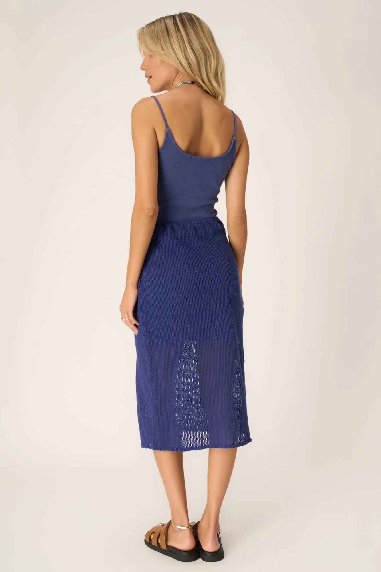 Shoreline Twisted Heavy Mesh Skirt Set - Electric Indigo