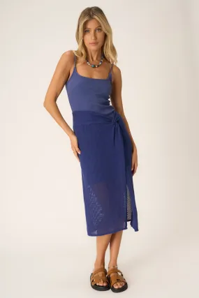 Shoreline Twisted Heavy Mesh Skirt Set - Electric Indigo