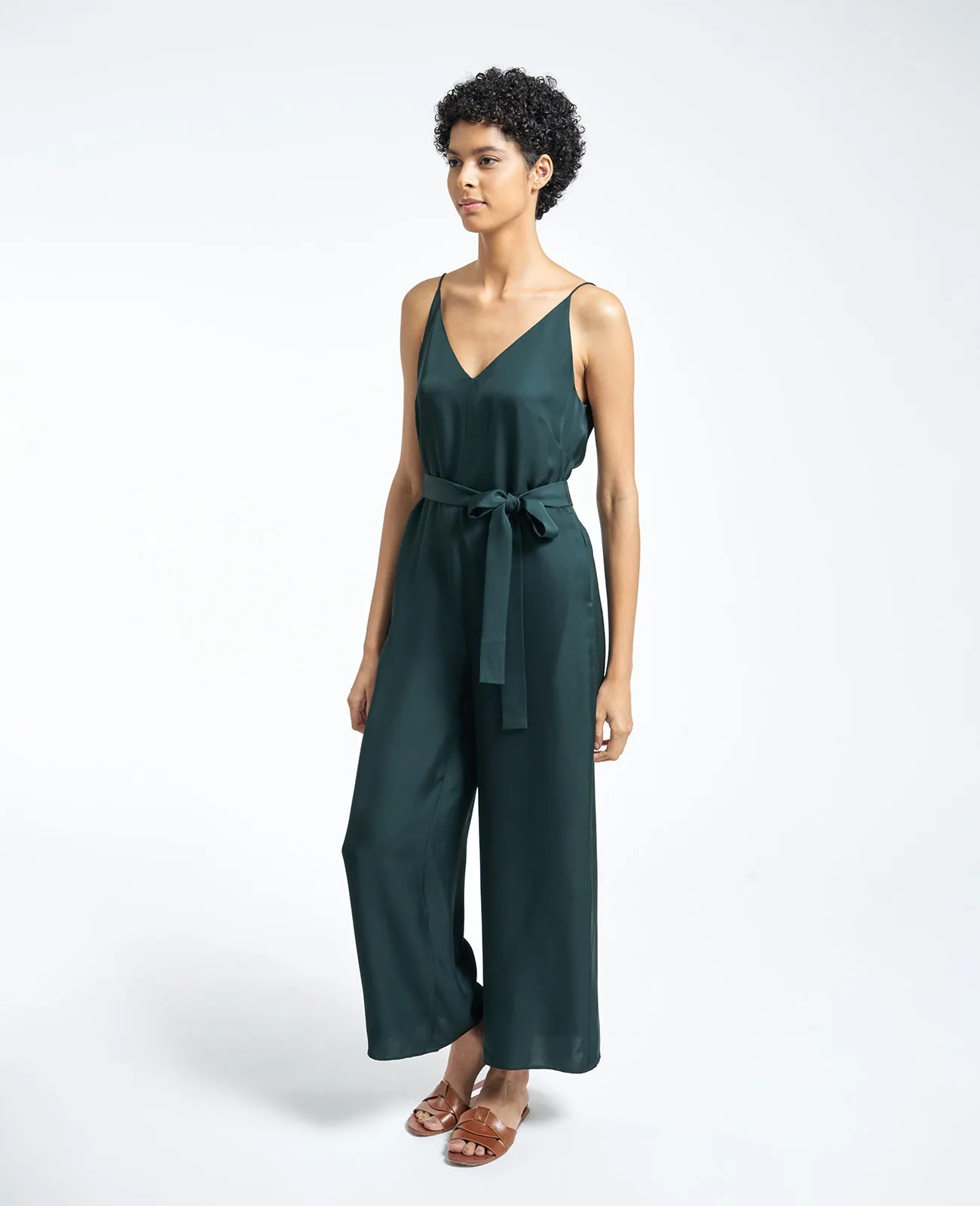 Silk V Neck Camisole Jumpsuit