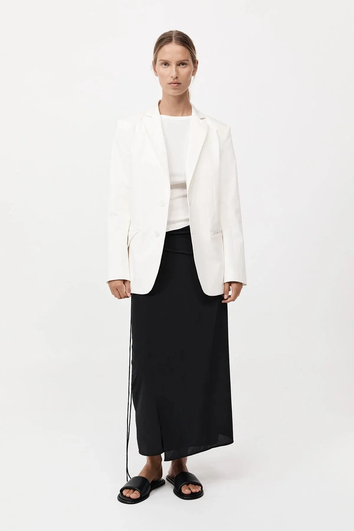 SILK WRAP TIE SKIRT - BLACK