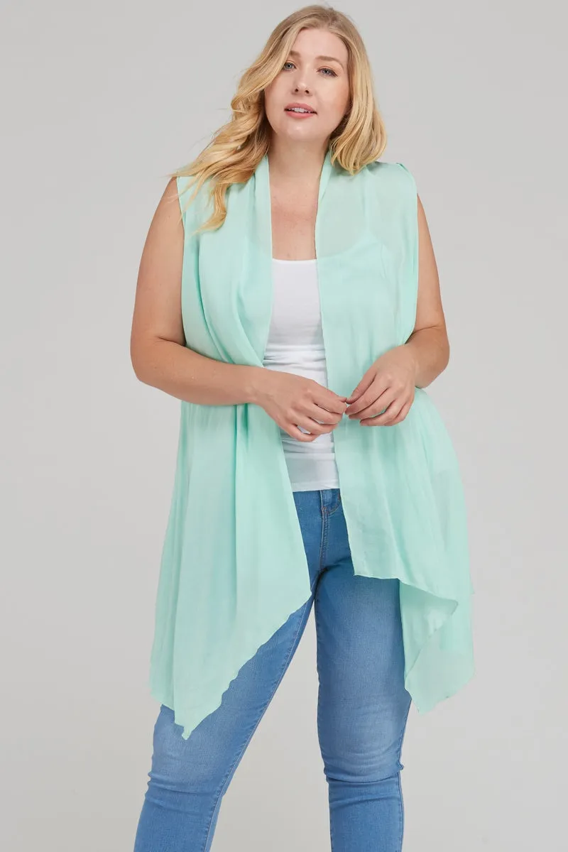 Sleeveless cardigan kimono