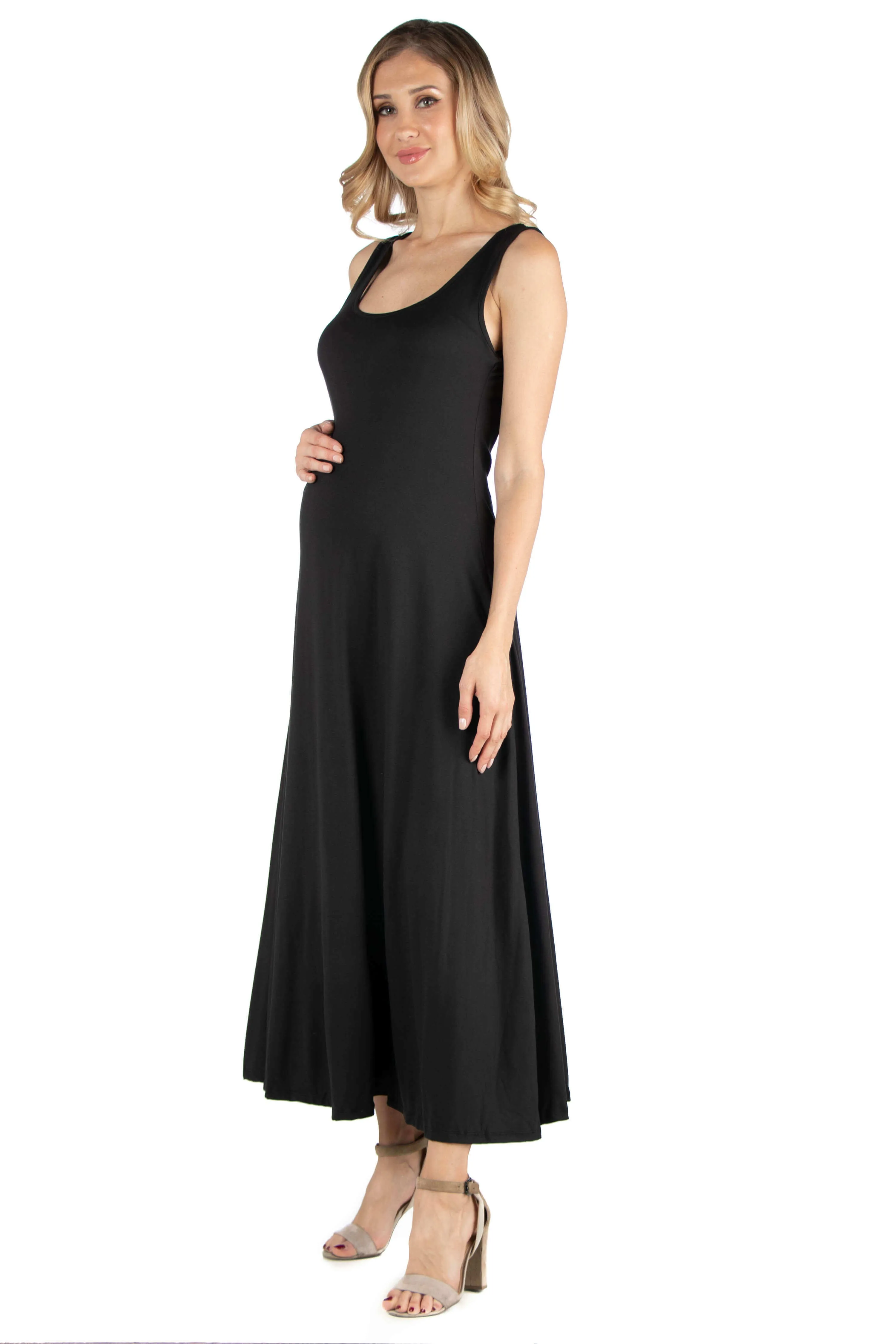 Slim fit A Line Sleeveless Maternity Maxi Dress