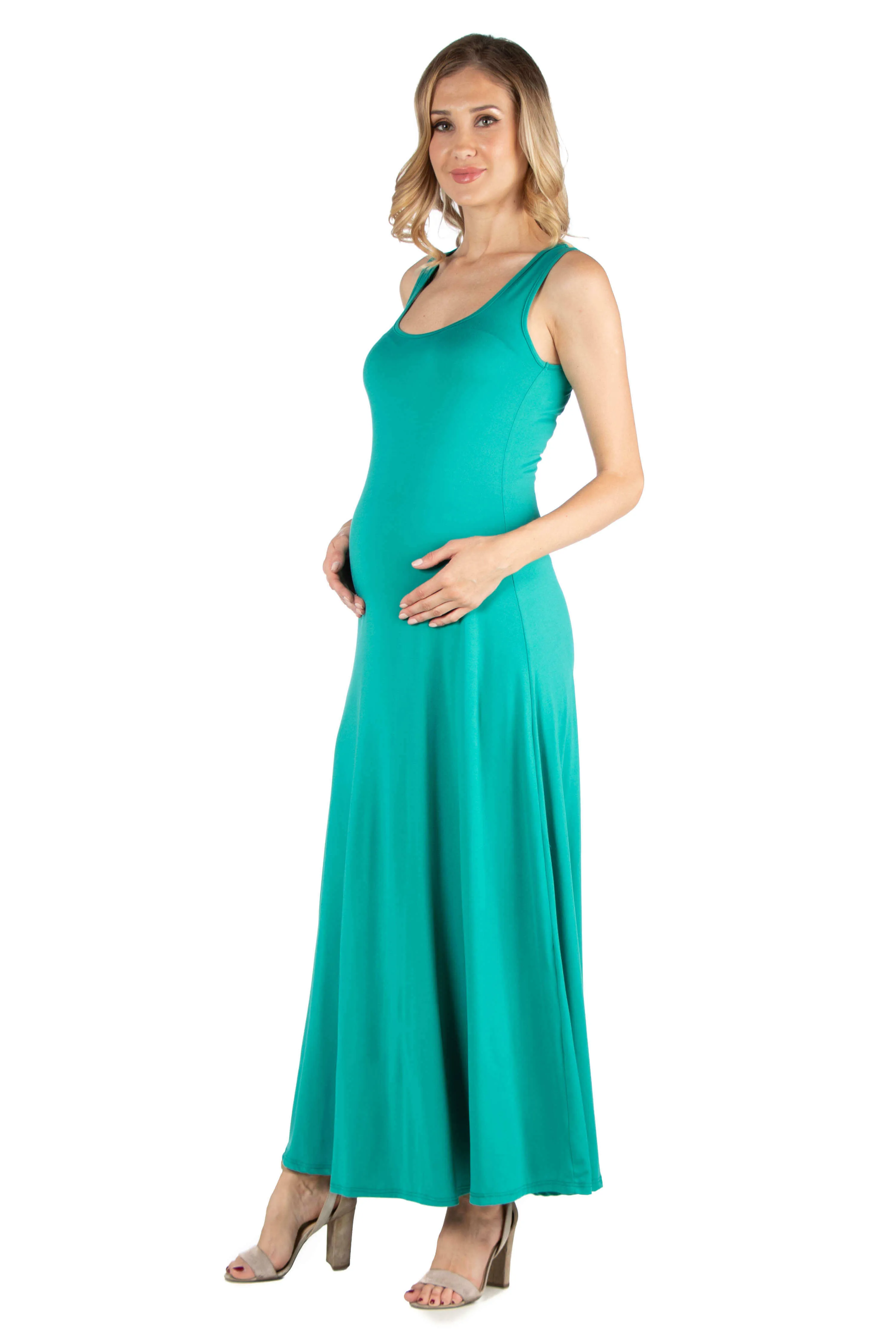 Slim fit A Line Sleeveless Maternity Maxi Dress