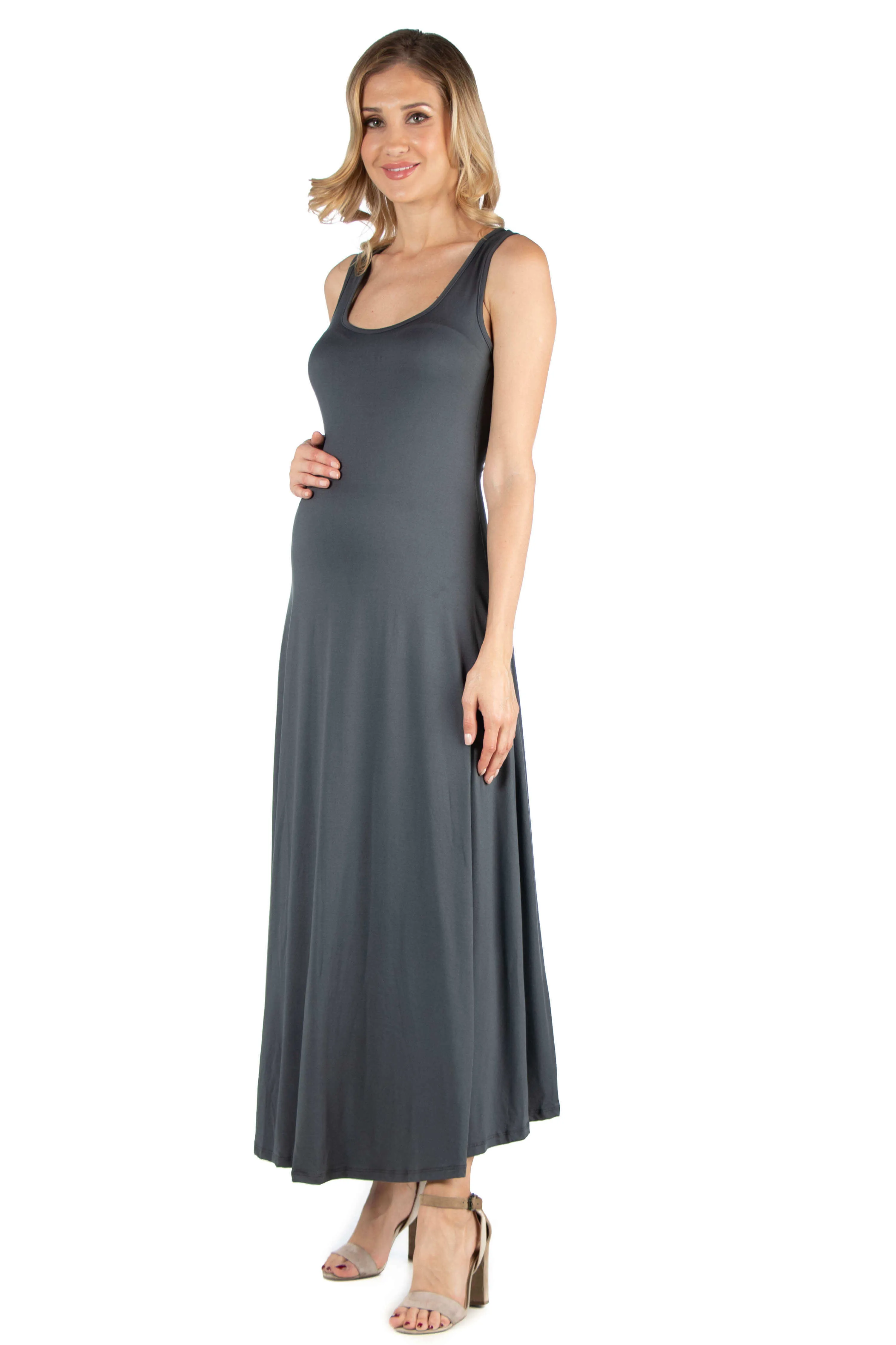 Slim fit A Line Sleeveless Maternity Maxi Dress