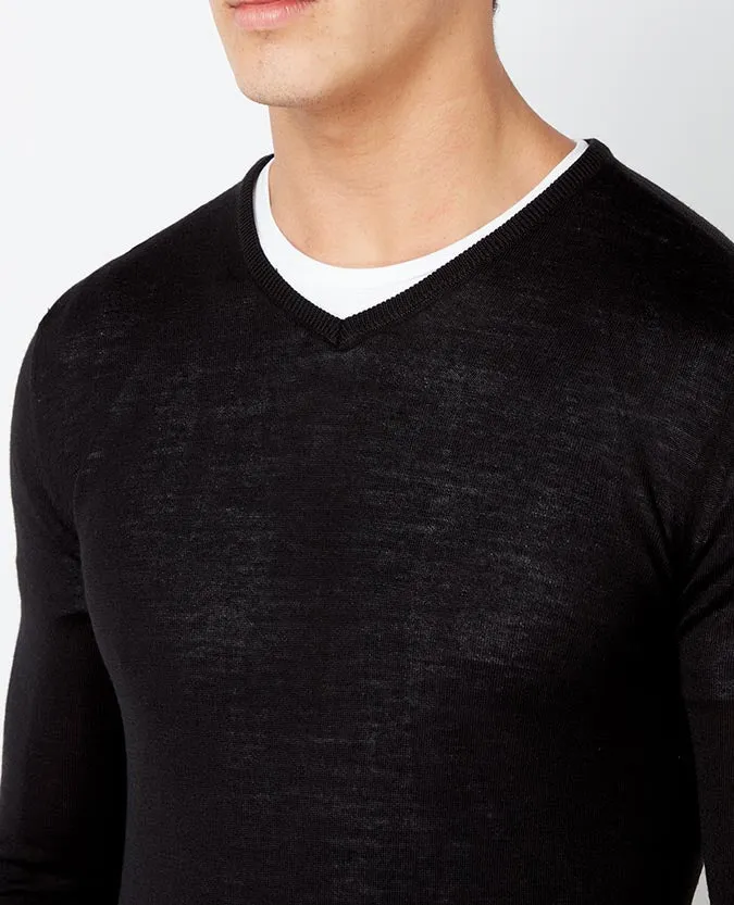 Slim Fit Merino Wool-Blend V-Neck Sweater