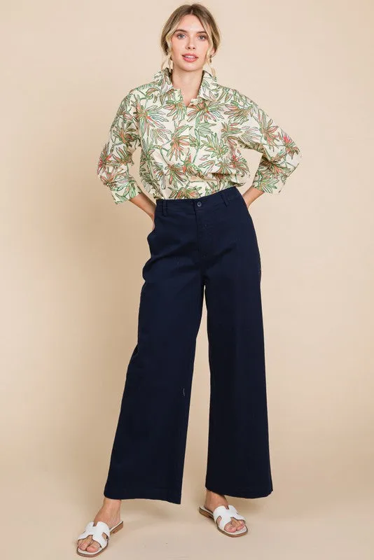 Solid Wide Flared Pants