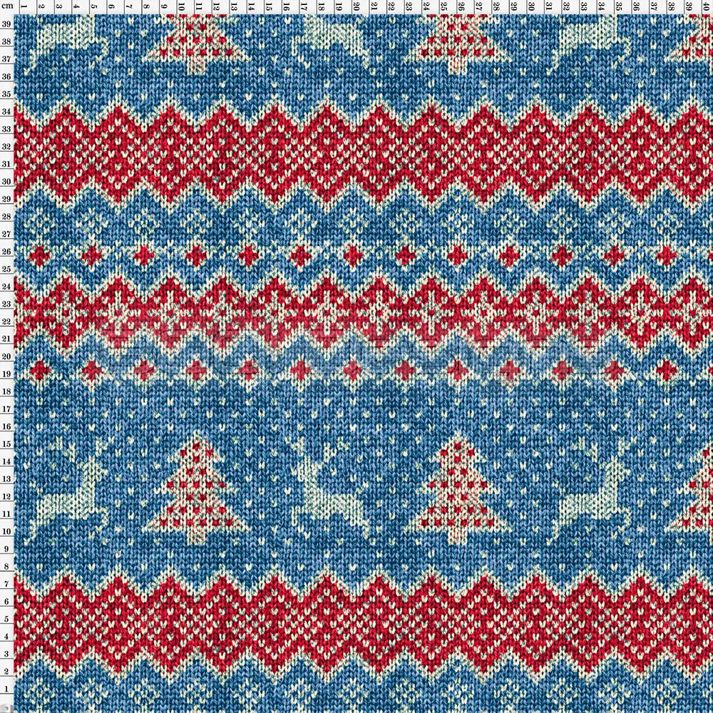 Spandex Fairisle Reindeer Blue