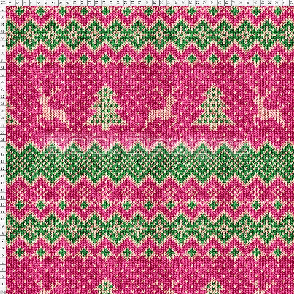 Spandex Fairisle Reindeer Pink