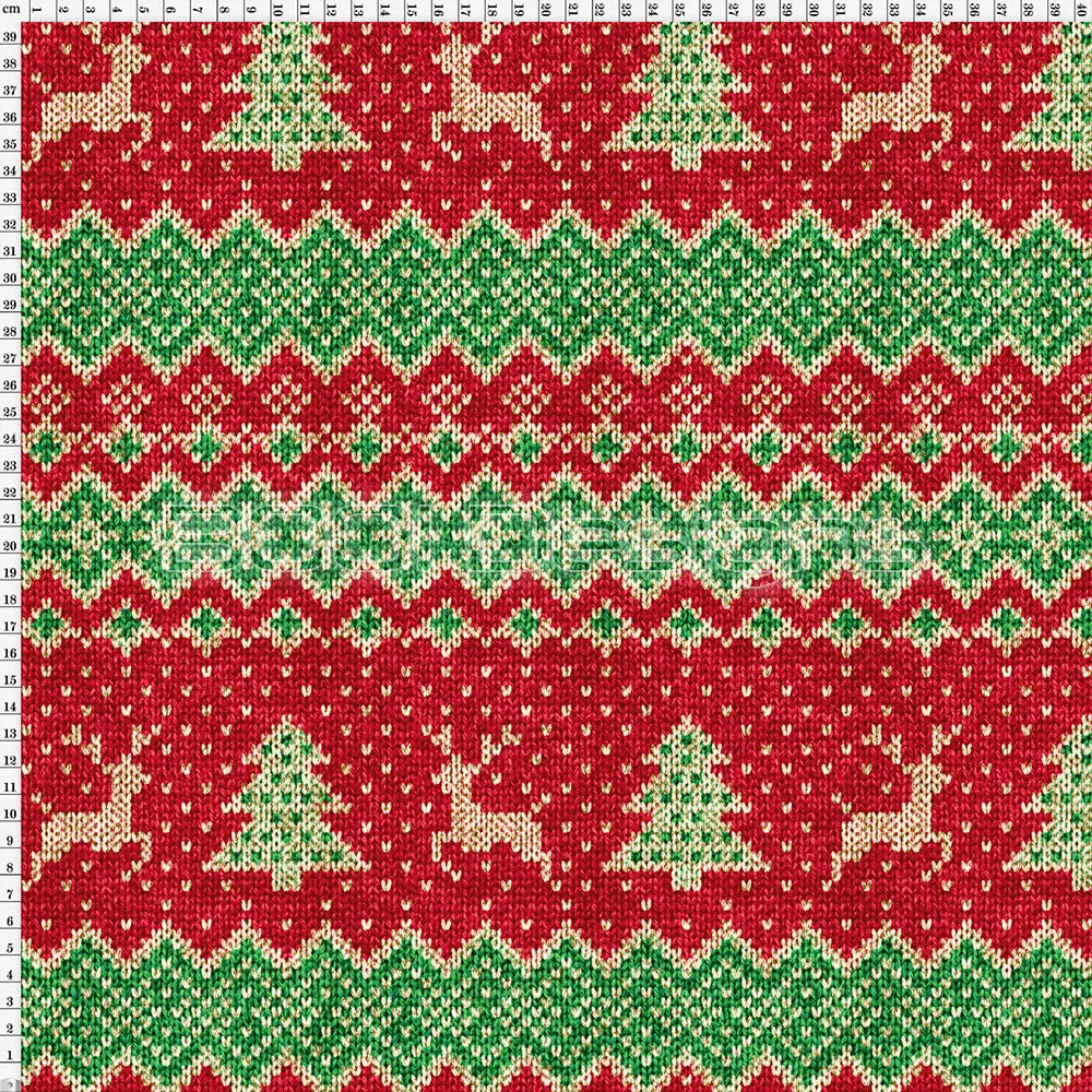 Spandex Fairisle Reindeer Red