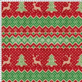 Spandex Fairisle Reindeer Red