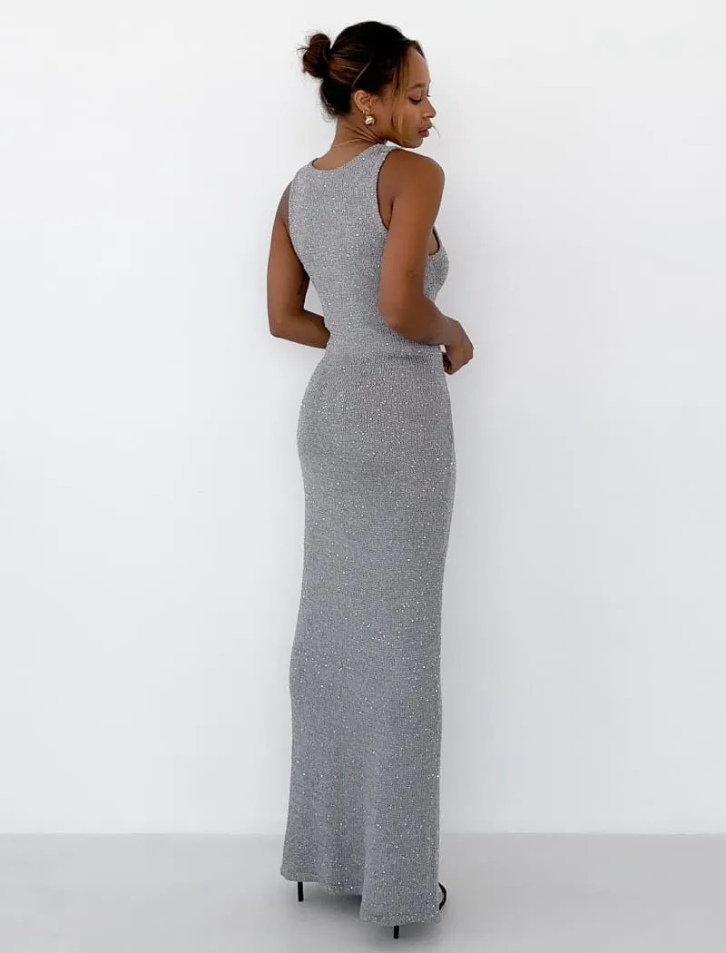 Stella Maxi Dress | Silver Sequin