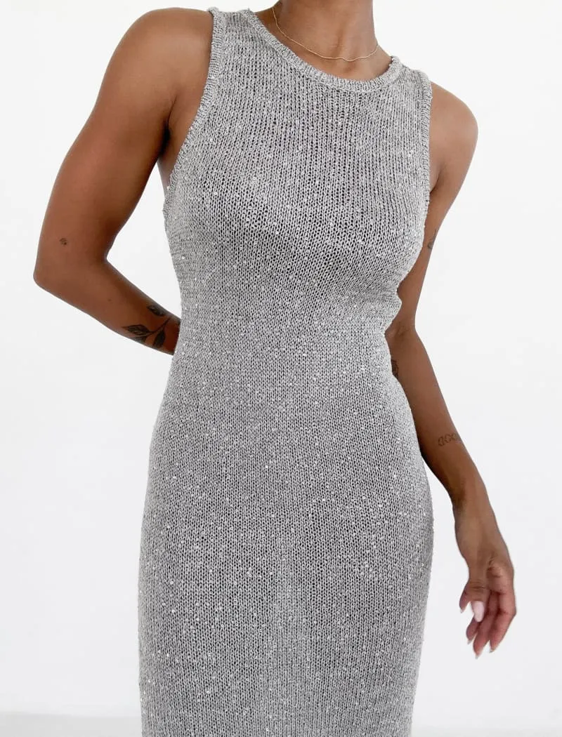 Stella Maxi Dress | Silver Sequin