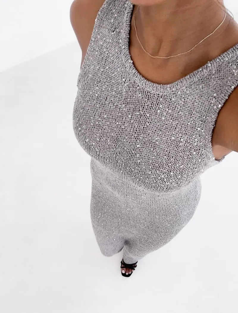 Stella Maxi Dress | Silver Sequin