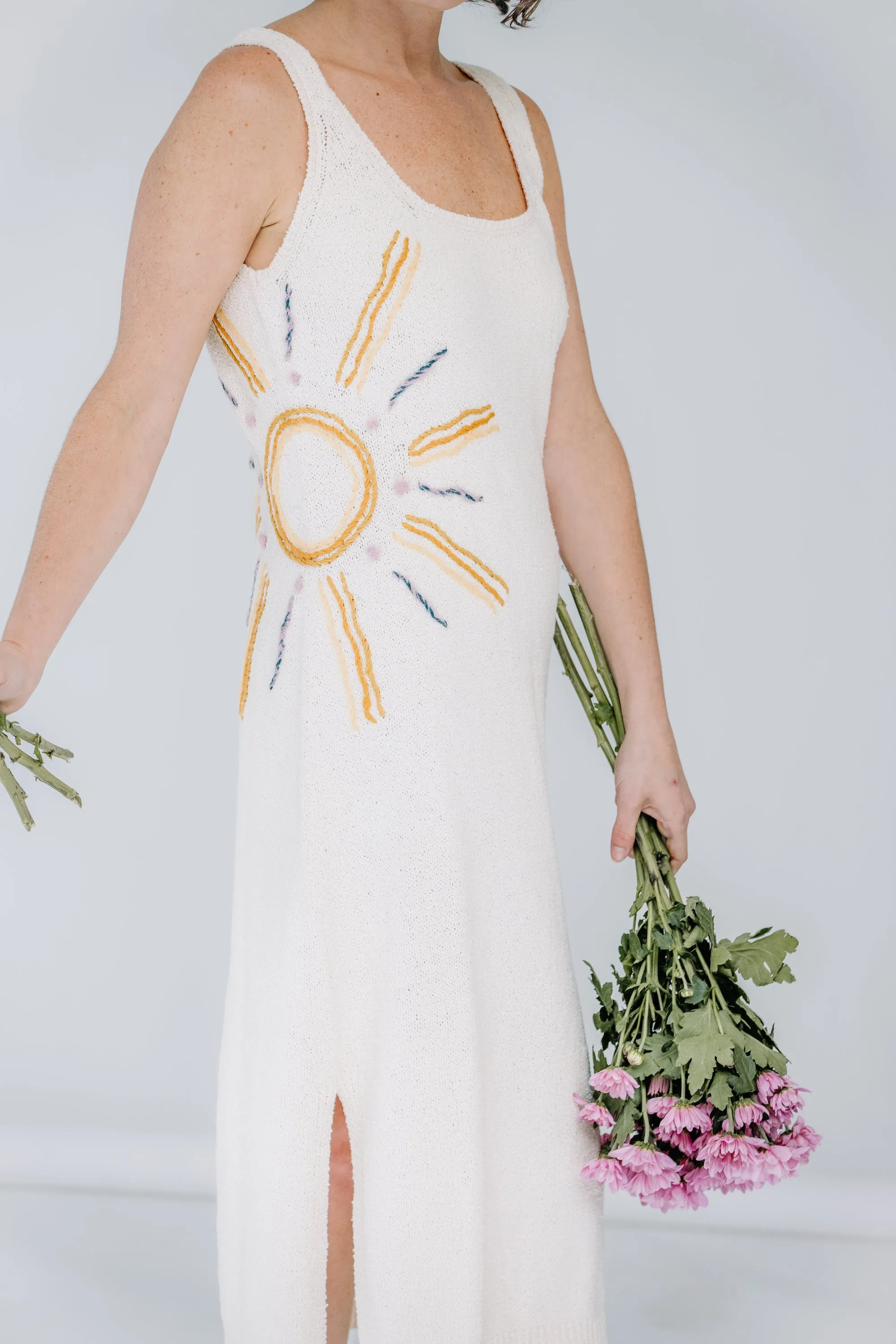 sun ray boucle tank dress