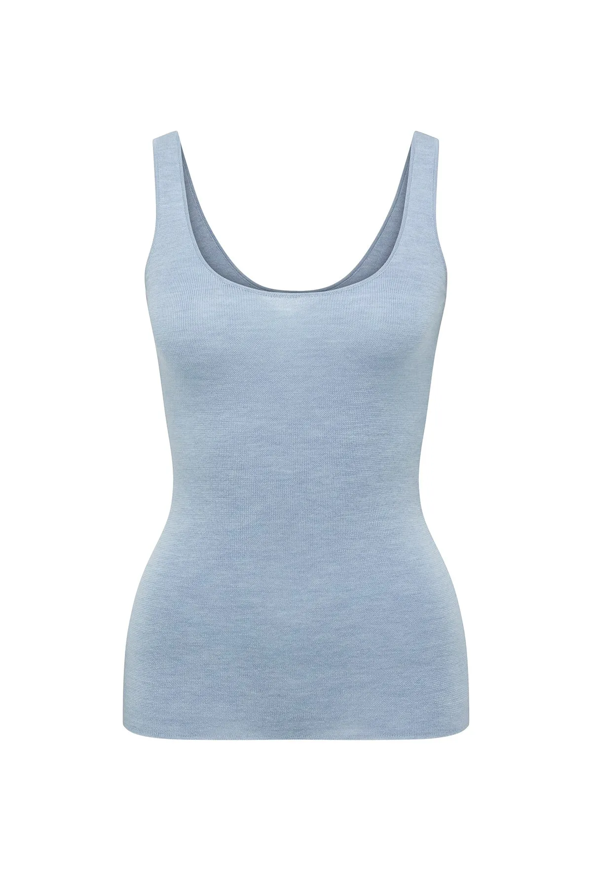 Superfine Merino Singlet - Ice Blue