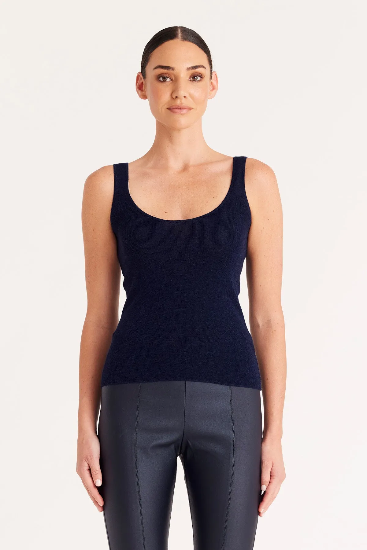 Superfine Merino Singlet - Navy