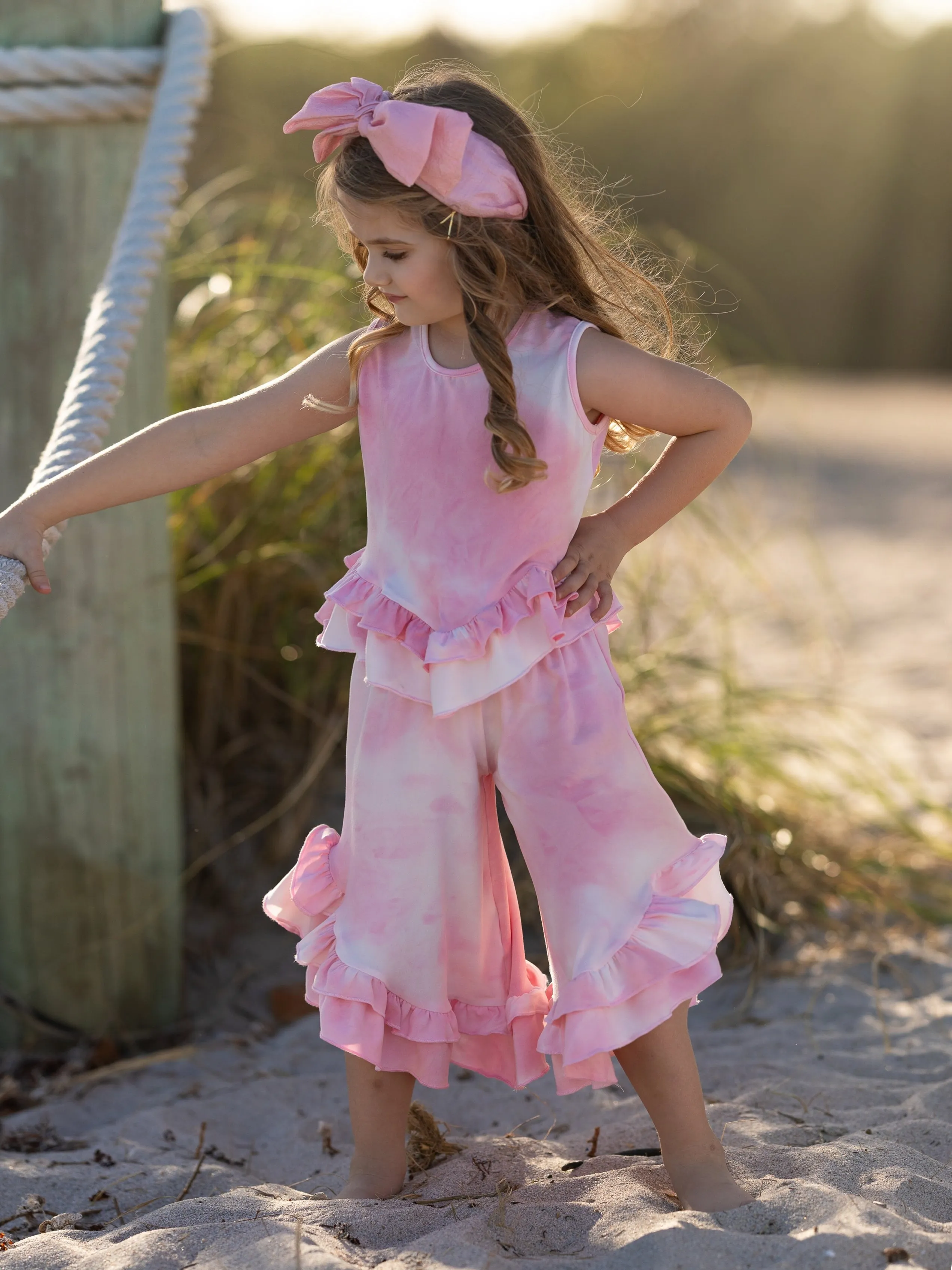 Sweet Possibilities Tie Dye Ruffle Pants Set