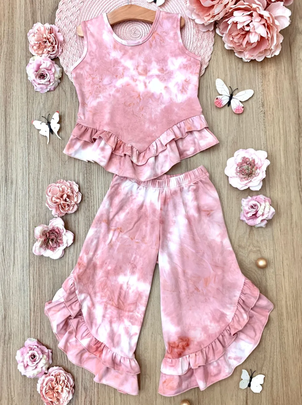 Sweet Possibilities Tie Dye Ruffle Pants Set