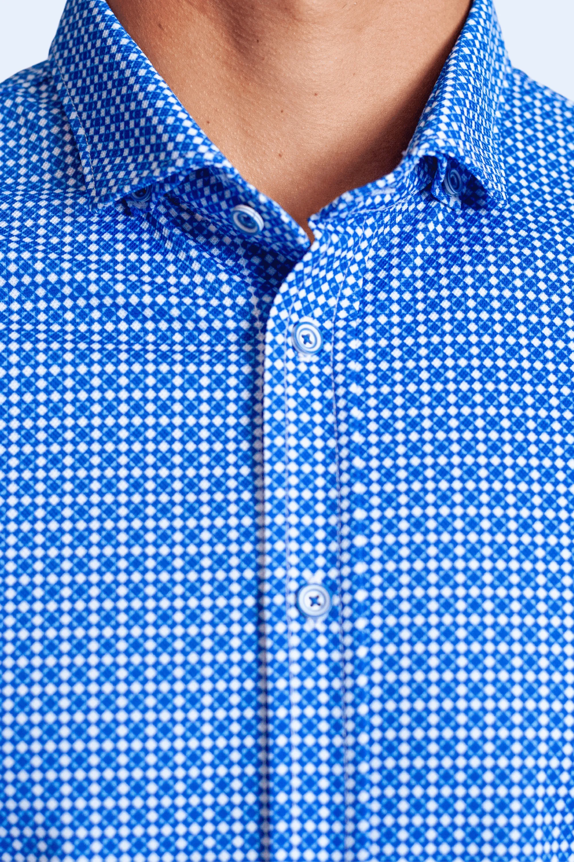 Swiss Check Long Sleeve Tech Shirt - Blue