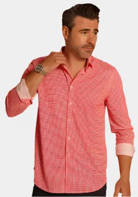 Swiss Check Long Sleeve Tech Shirt - Red