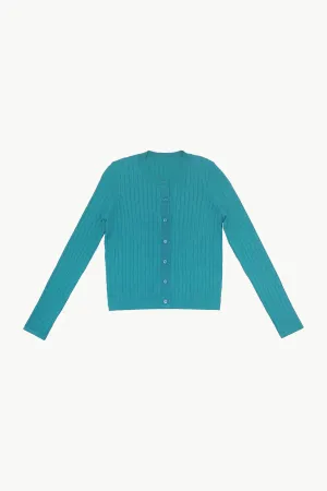 Teal Ribbed Cardigan