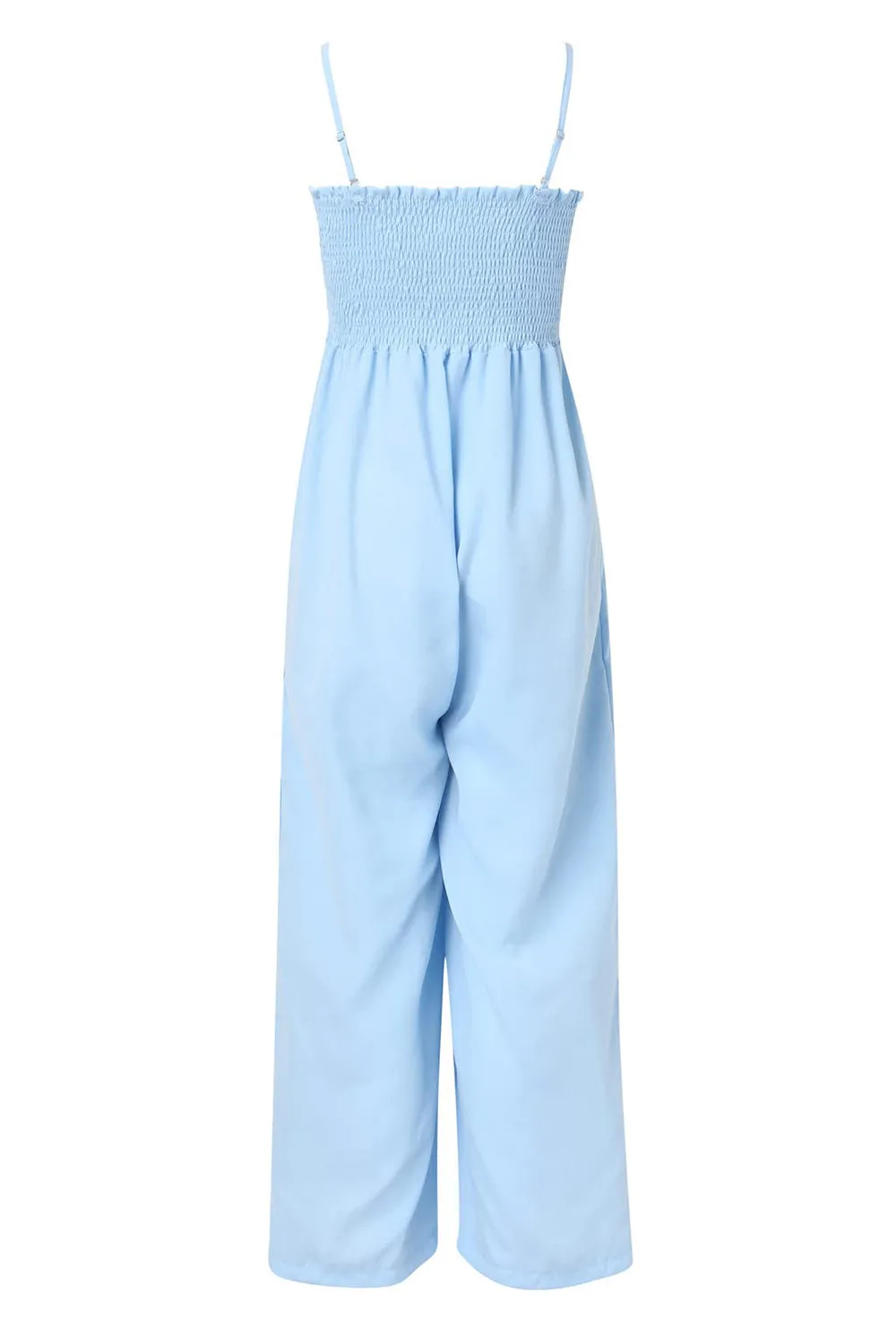 TEEK - Smocked Spaghetti Strap Wide Leg Jumpsuit