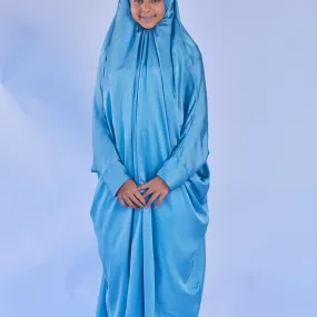 Teen Prayer Satin Blue Outfit - One piece