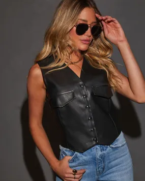 Tell Me About It Faux Leather Vest