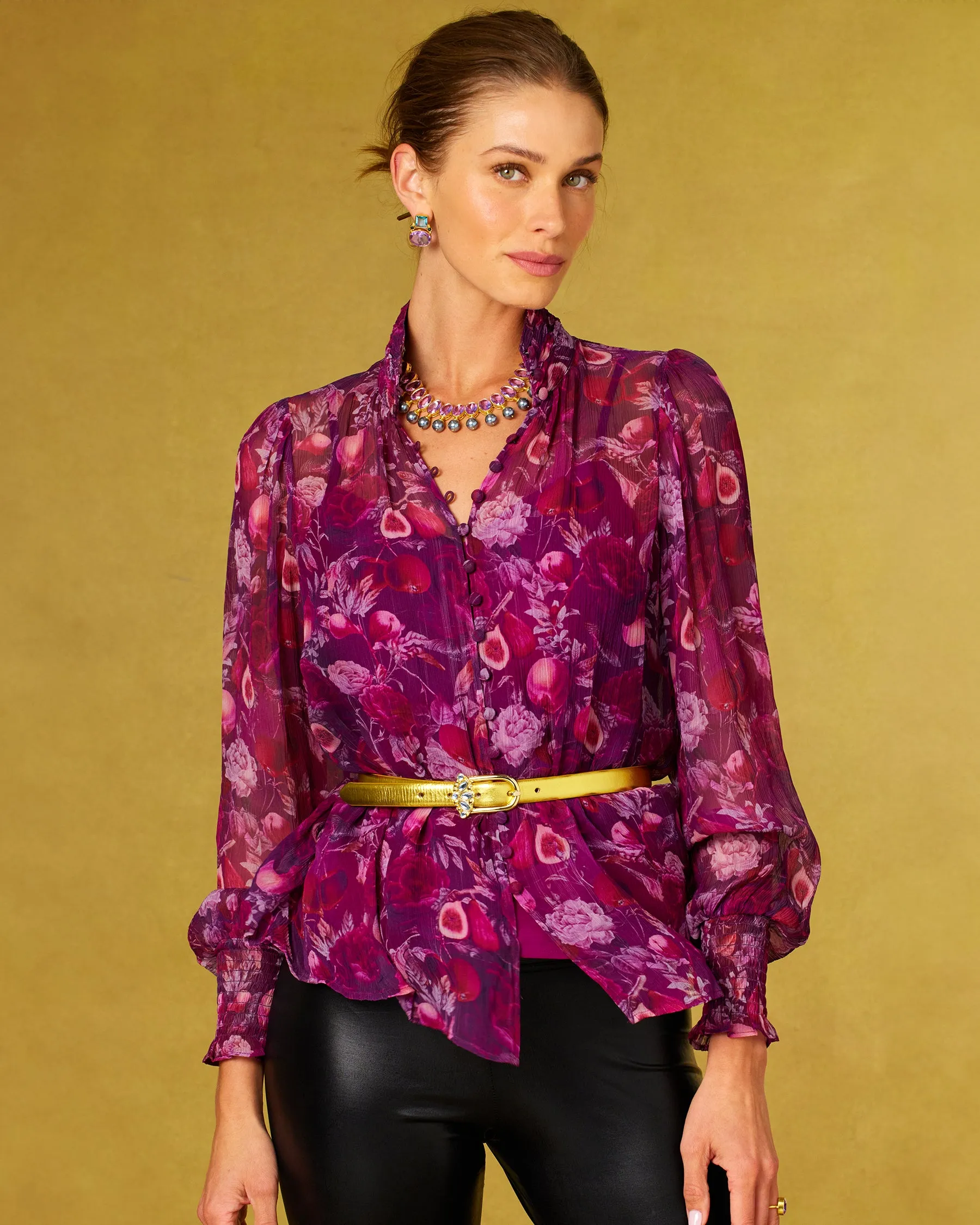 Tess Crinkle Chiffon Blouse in Opulent Harvest