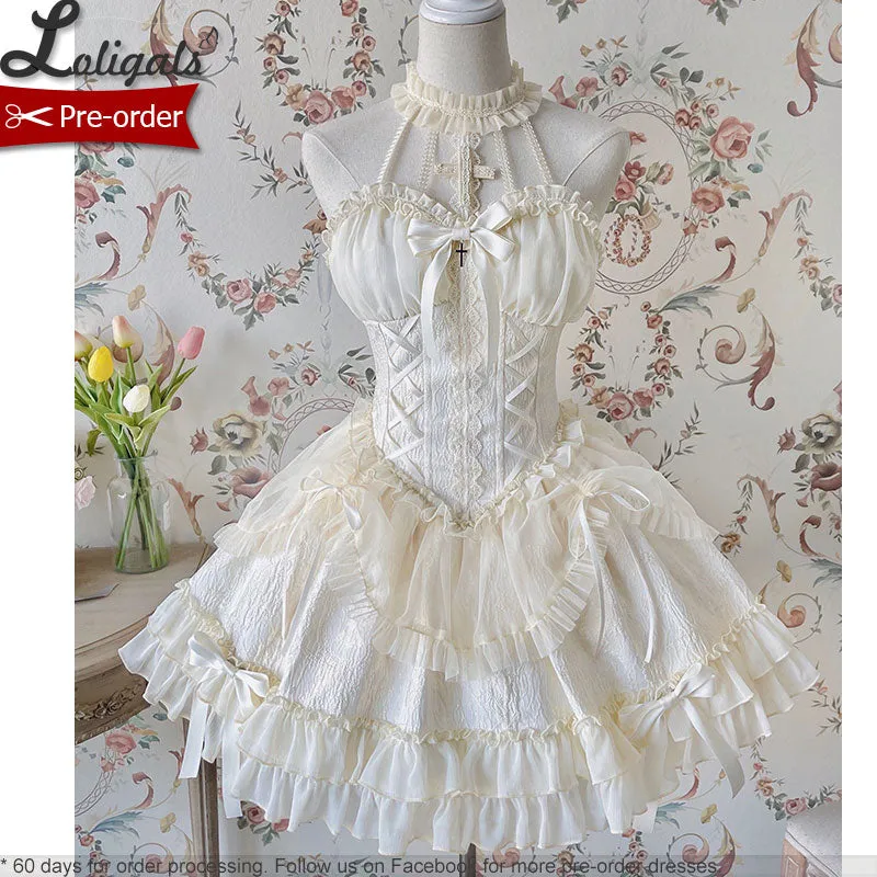 The Cross ~ Sweet Halter Neck Lolita JSK Dress Corset Mini Party Dress by Alice Girl ~ Pre-order