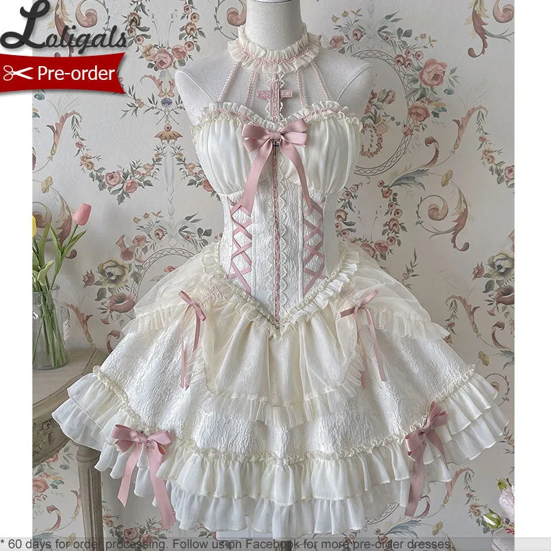 The Cross ~ Sweet Halter Neck Lolita JSK Dress Corset Mini Party Dress by Alice Girl ~ Pre-order