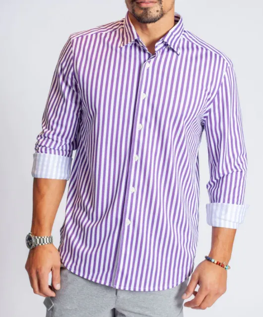 The Go Big Stripe Shirt-Royal Grape