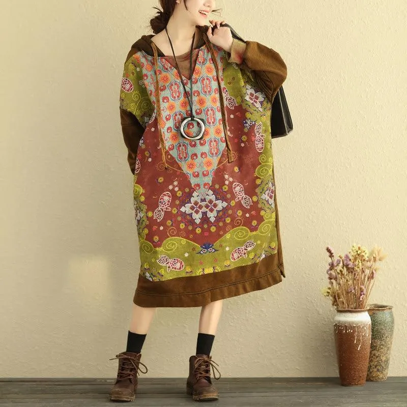 Tribal Hooded Sweater Dress