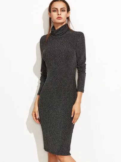 Turtle neck midi sweater dress