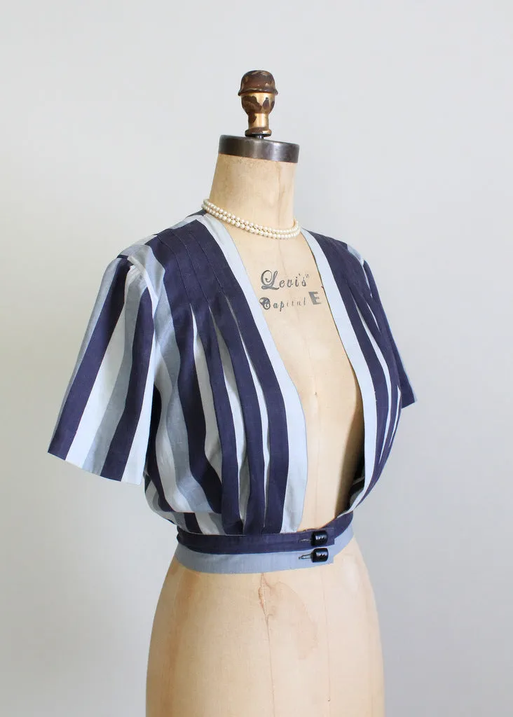 Vintage 1930s Grey Striped Blouse