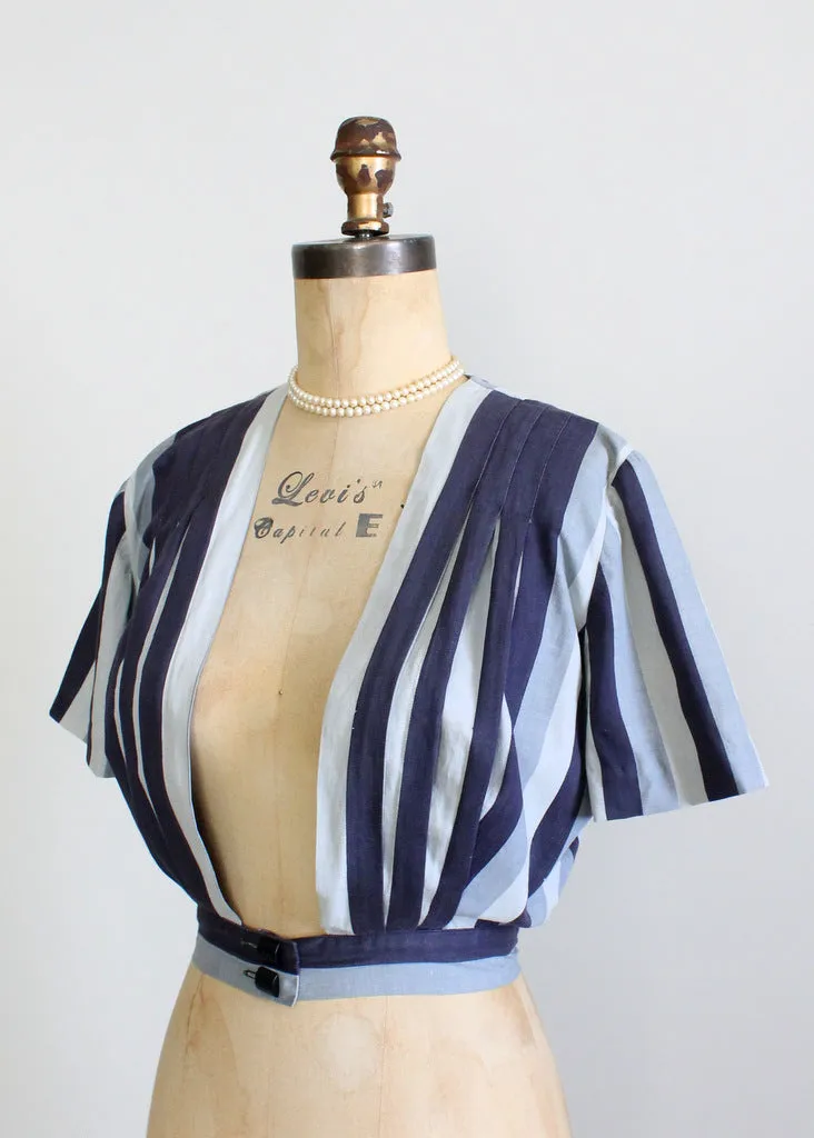 Vintage 1930s Grey Striped Blouse