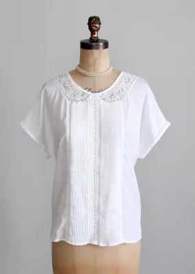 Vintage 1980s Lace Collar Slouch Blouse