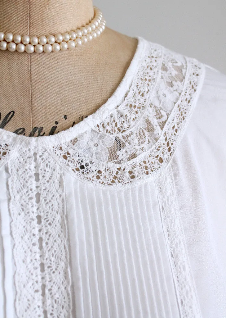 Vintage 1980s Lace Collar Slouch Blouse