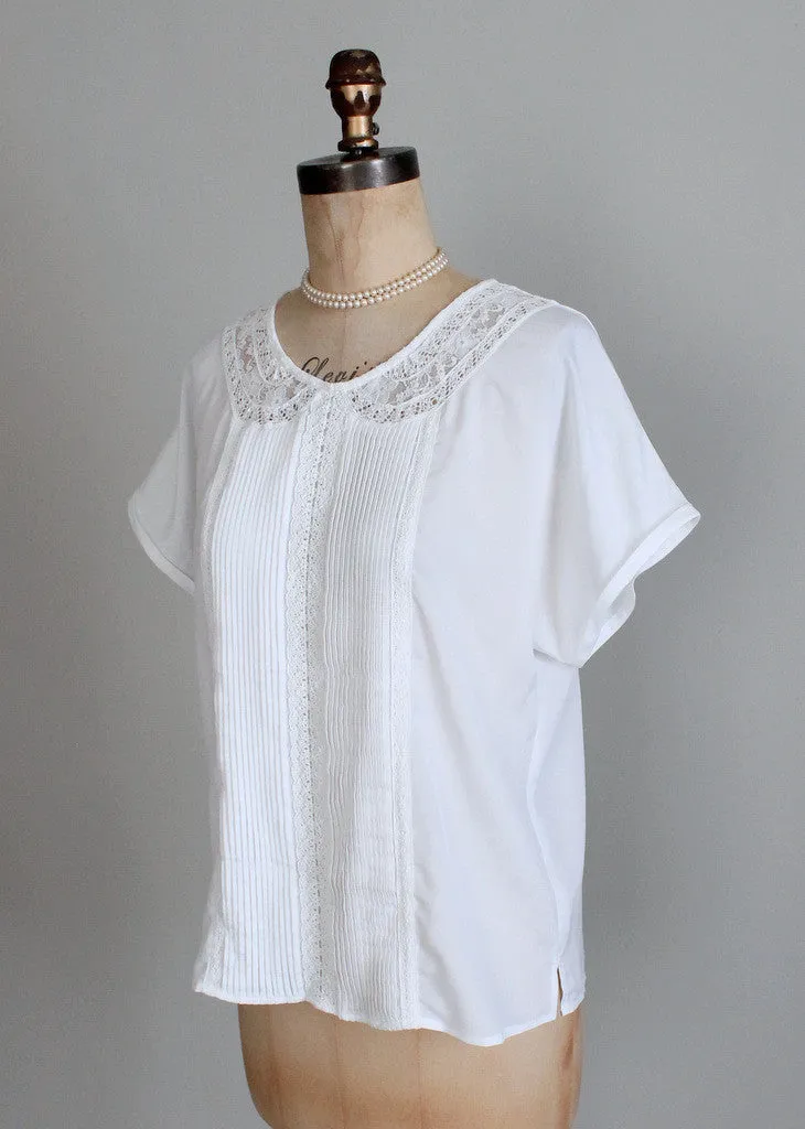 Vintage 1980s Lace Collar Slouch Blouse