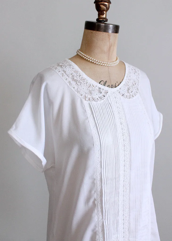 Vintage 1980s Lace Collar Slouch Blouse