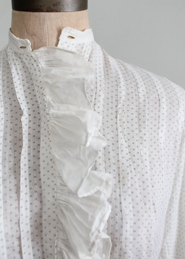 Vintage Edwardian Ruffle Front Cotton Blouse