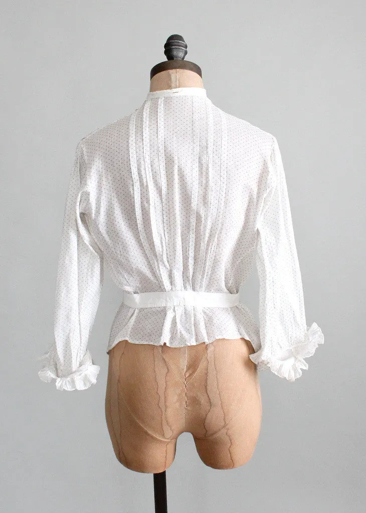 Vintage Edwardian Ruffle Front Cotton Blouse