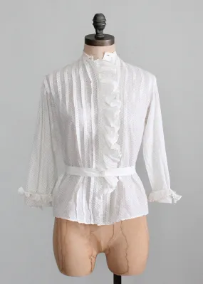 Vintage Edwardian Ruffle Front Cotton Blouse