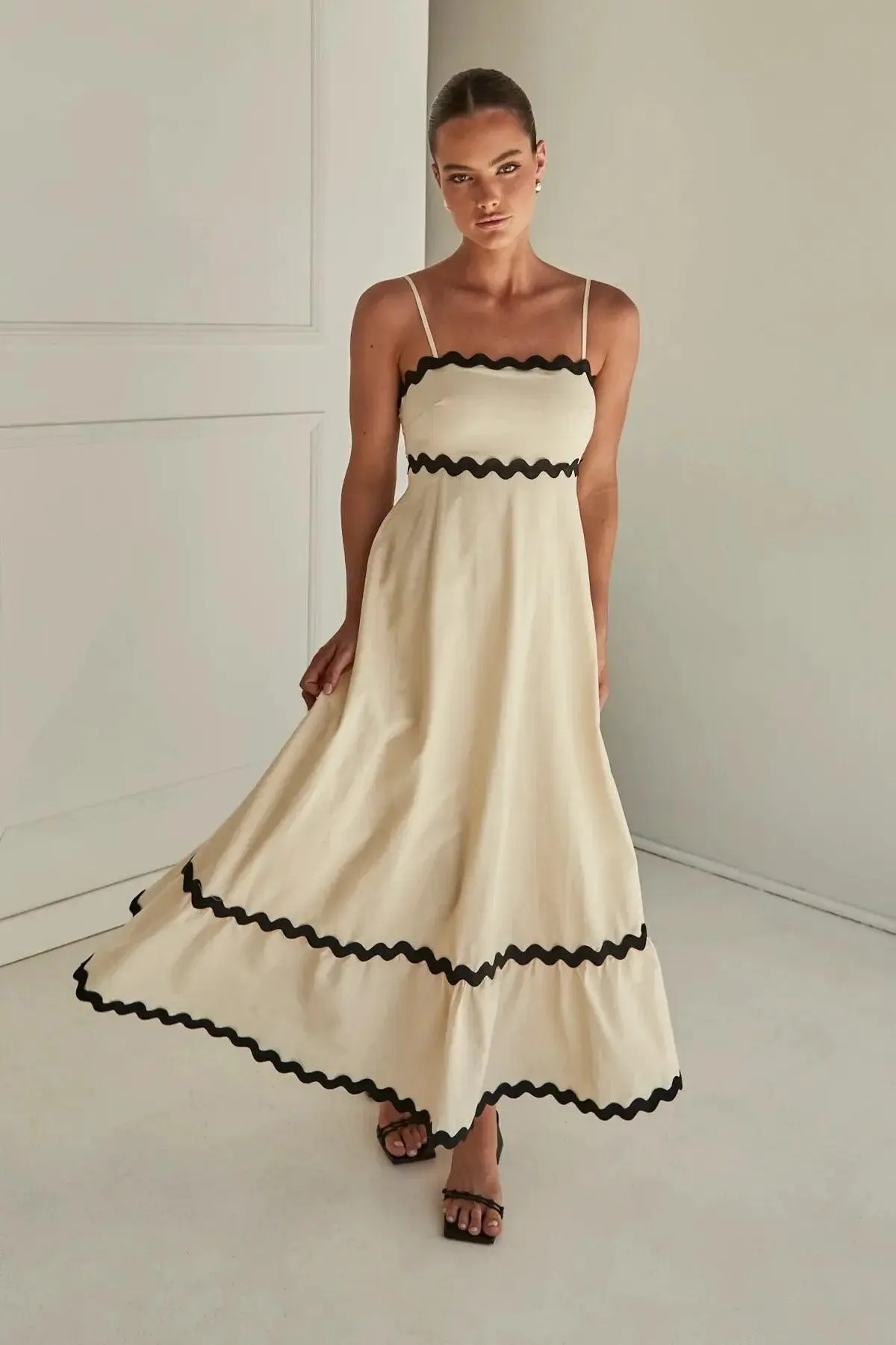 Wave Striped Backless Long Dress: All-Season Chic Fashion