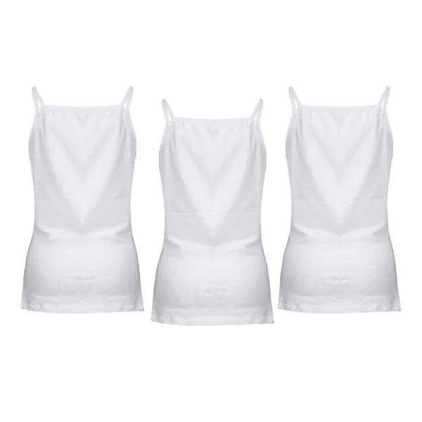 WHITE EMBELLISHED 3PCS GIRLS CAMISOLE PACK