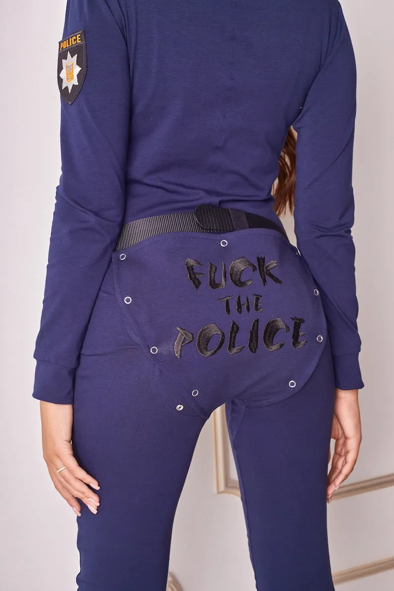 Woman butt flap Pajamas jumpsuit SweetJama Desire Police