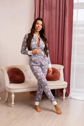 Woman sexy cute butt flap Pajamas jumpsuit SweetJama "Bunnies"