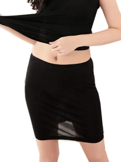 Women's Lightweight Short Knit Silk Sheer Slip Skirt