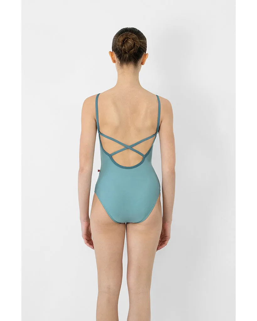 Yumiko Daniela Cross Strap High Cut Camisole Leotard - Womens - Cactus / Frost